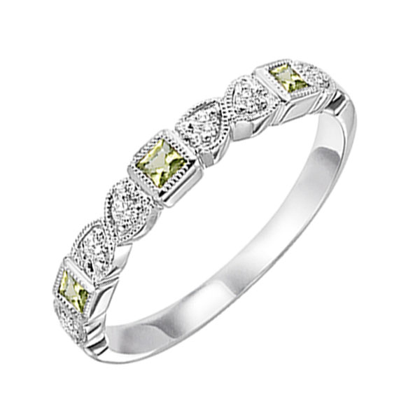 14K WG 1/12 ct. tw. Diamond & 1/7 ct. tw. Peridot Alternating Stackable Ring