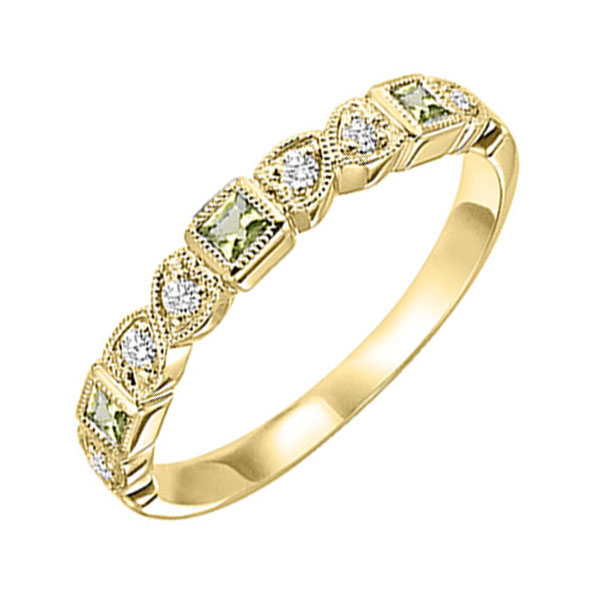 14K YG 1/12 ct. tw. Diamond & 1/7 ct. tw. Peridot Alternating Stackable Ring