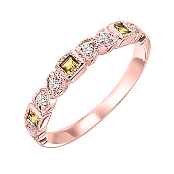 14K RG 1/12 ct. tw. Diamond & 1/7 ct. tw. Citrine Alternating Stackable Ring