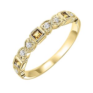 14K YG 1/12 ct. tw. Diamond & 1/7 ct. tw. Citrine Alternating Stackable Ring