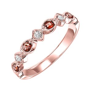 14K RG 1/20 ct. tw. Diamond & 1/7 ct. tw. Garnet Alternating Stackable Ring
