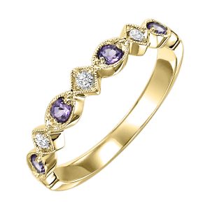 14K YG 1/20 ct. tw. Diamond & 1/6 ct. tw. Amethyst Alternating Stackable Ring