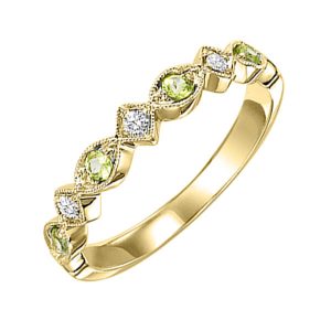 14K YG 1/20 ct. tw. Diamond & 1/6 ct. tw. Peridot Alternative Stackable Ring