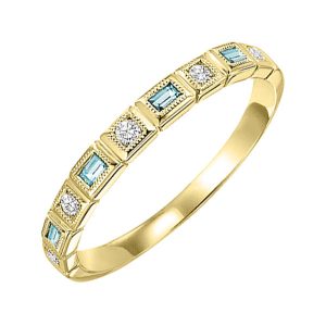 10K YG 1/12 ct. tw. Diamond & 1/8 ct. tw. Aquamarine Alternative Stackable Ring