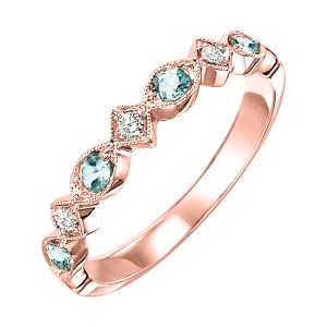10K RG 1/20 ct. tw. Diamond & 1/6 ct. tw. Aquamarine Alternative Stackable Ring