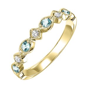 10K YG 1/20 ct. tw. Diamond & 1/7 ct. tw. Aquamarine Alternative Stackable Ring