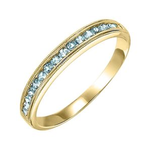 10K YG 1/3 ct. tw. Aquamarine Stackable Ring