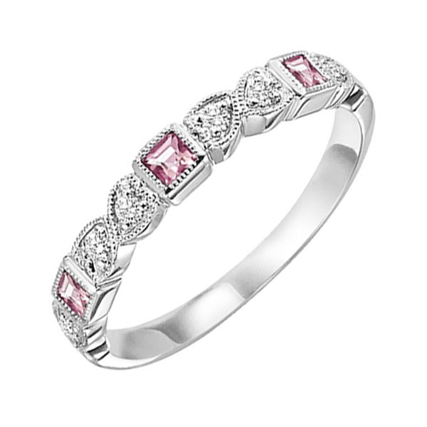 14K WG 1/10 ct. tw. Diamond & 1/7 ct. tw. Syn Alexandrite Alternative Stackable Ring