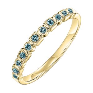 10K YG 1/10 ct. tw. Blue Diamond Stackable Ring