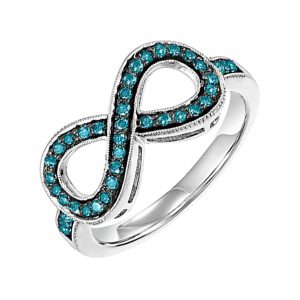 Silver 1/4 ct. tw. Blue Diamond Infinity Ring