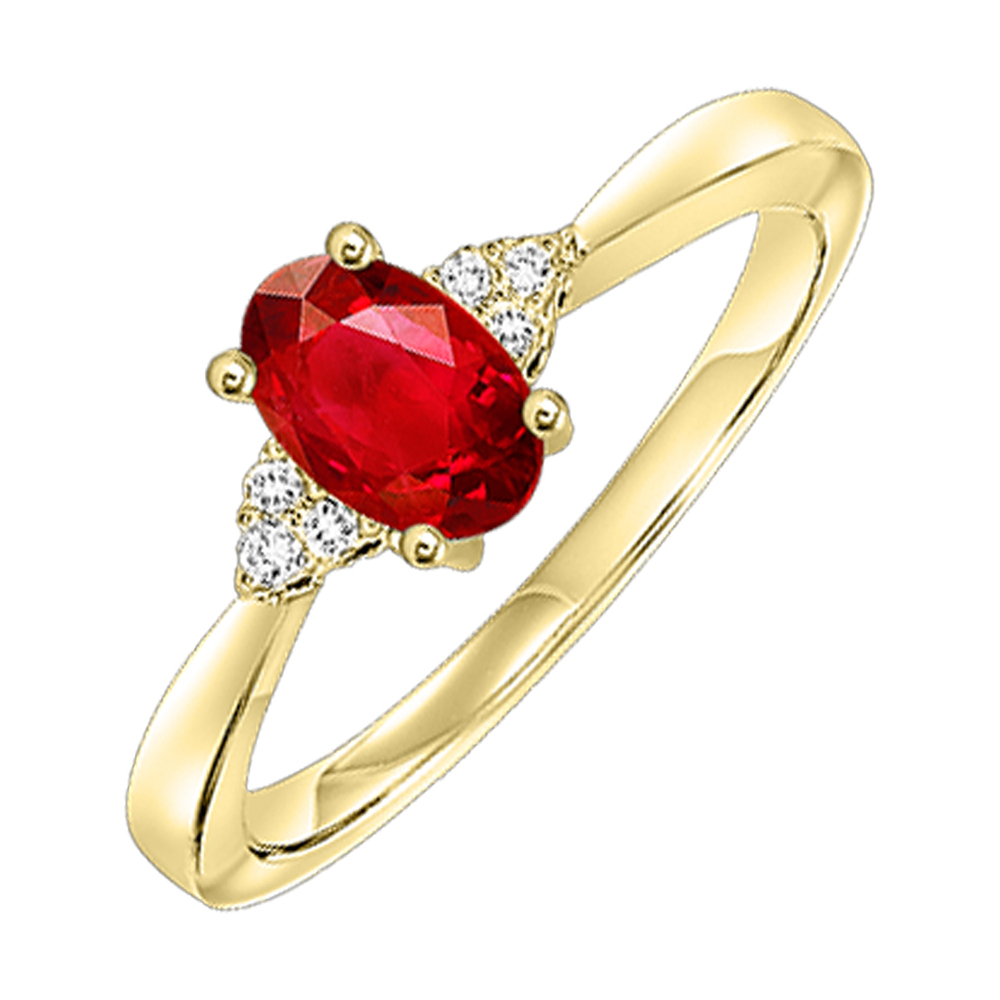 10K YG 1/25 ct. tw. Diamond & 3/8 ct. tw. Oval Garnet Accent Ring