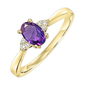 10K YG 1/20 ct. tw. Diamond & 3/8 ct. tw. Oval Amethyst Accent Ring