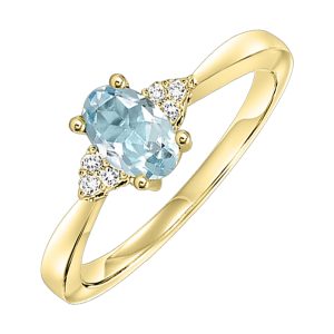10K YG 1/25 ct. tw. Diamond & 3/8 ct. tw. Oval Aquamarine Accent Ring