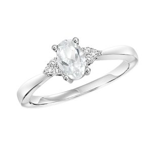 10K WG 1/25 ct. tw. Diamond & 3/8 ct. tw. Oval White Topaz Accent Ring