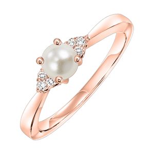 10K RG 1/25 ct. tw. Diamond & 7/8 ct. tw. Pearl Accent Ring