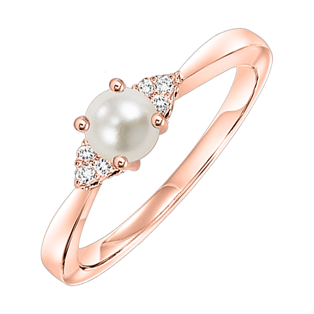 10K RG 1/25 ct. tw. Diamond & 7/8 ct. tw. Pearl Accent Ring