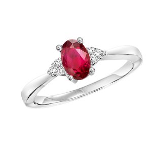 10K WG 1/25 ct. tw. Diamond & 1/2 ct. tw. Oval Ruby Accent Ring