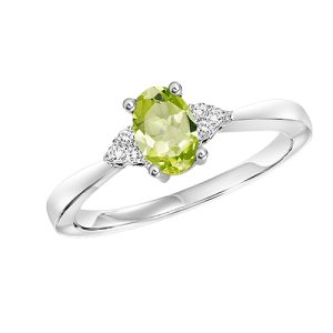 10K WG 1/25 ct. tw. Diamond & 1/2 ct. tw. Oval Peridot Accent Ring