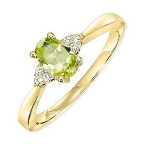 10K YG 1/25 ct. tw. Diamond & 1/2 ct. tw. Oval Peridot Accent Ring