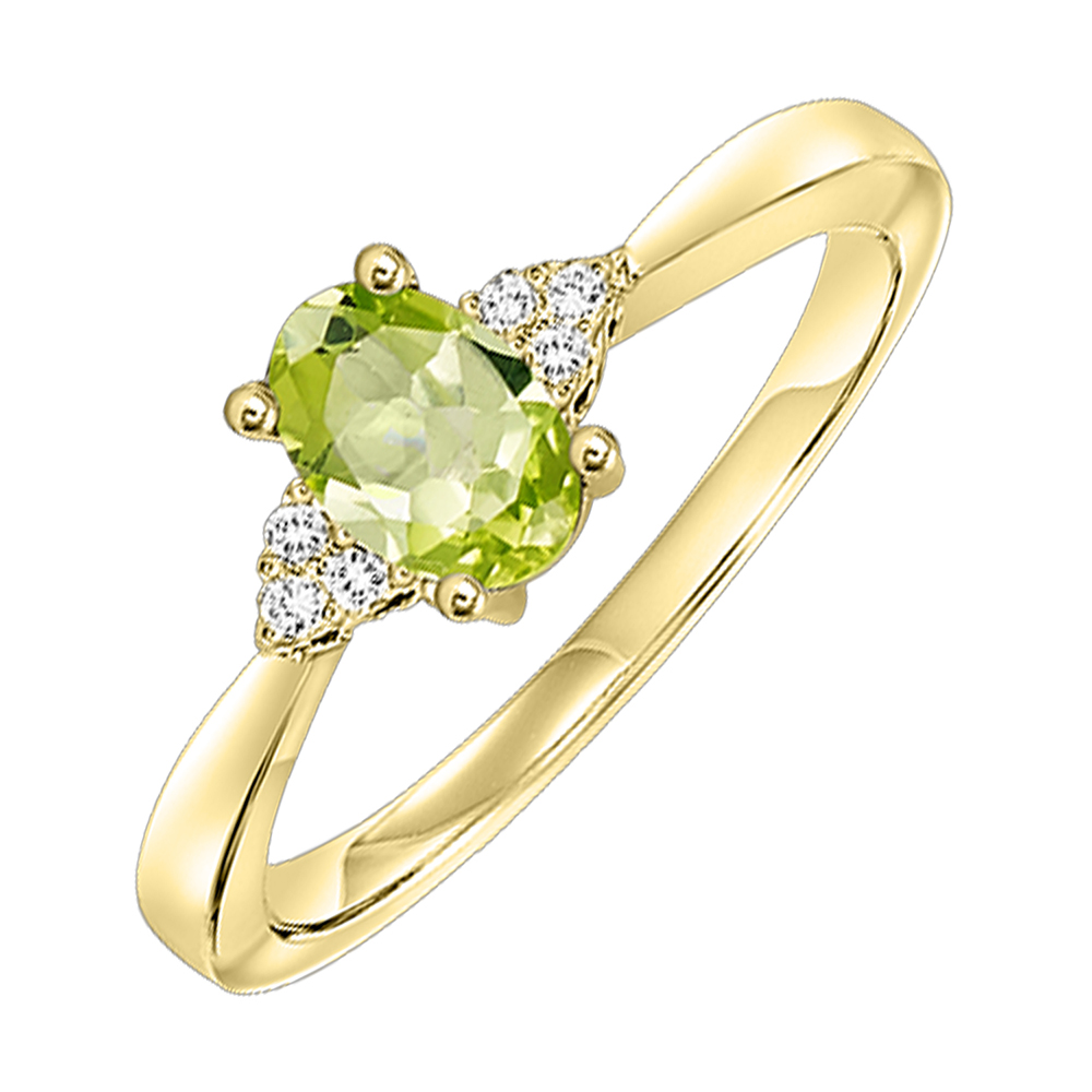 10K YG 1/25 ct. tw. Diamond & 1/2 ct. tw. Oval Peridot Accent Ring