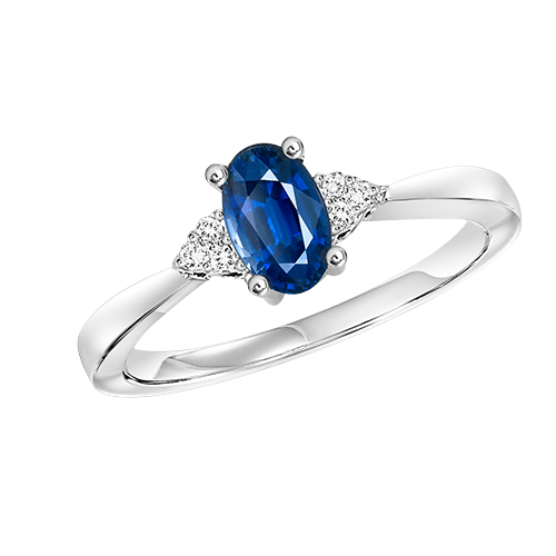 10K WG 1/25 ct. tw. Diamond & 1/2 ct. tw. Oval Sapphire Accent Ring