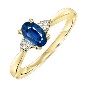 10K YG 1/25 ct. tw. Diamond & 1/2 ct. tw. Oval Sapphire Accent Ring