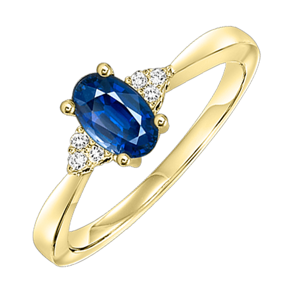 10K YG 1/25 ct. tw. Diamond & 1/2 ct. tw. Oval Sapphire Accent Ring