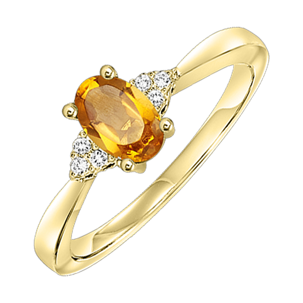 10K YG 1/25 ct. tw. Diamond & 1/2 ct. tw. Oval Citrine Accent Ring