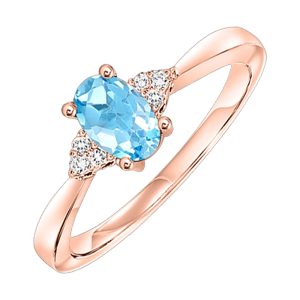 10K RG 1/25 ct. tw. Diamond & 1/2 ct. tw. Oval Blue Topaz Accent Ring