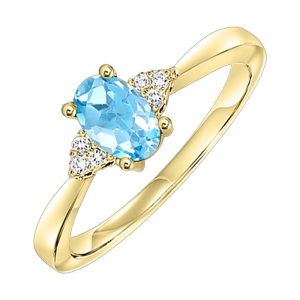 10K YG 1/25 ct. tw. Diamond & 1/2 ct. tw. Oval Blue Topaz Accent Ring