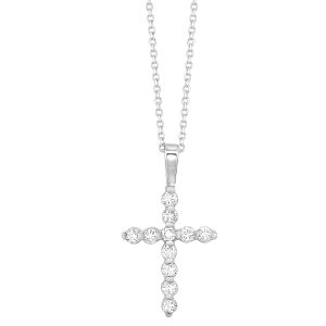 14K WG 1/10 ct. tw. Diamond Cross Pendant