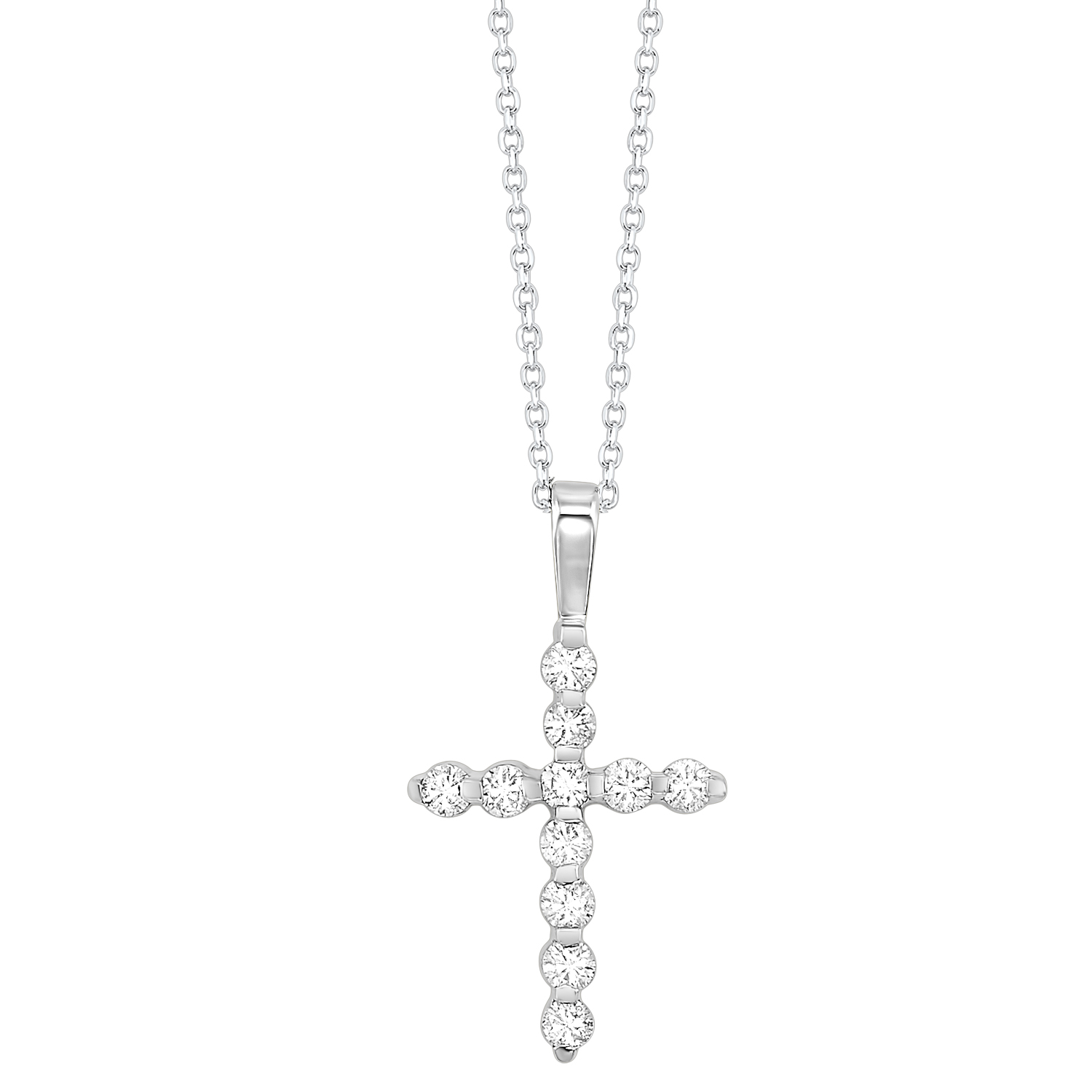 14K WG 1/10 ct. tw. Diamond Cross Pendant