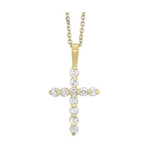 14K YG 1/10 ct. tw. Diamond Cross Pendant