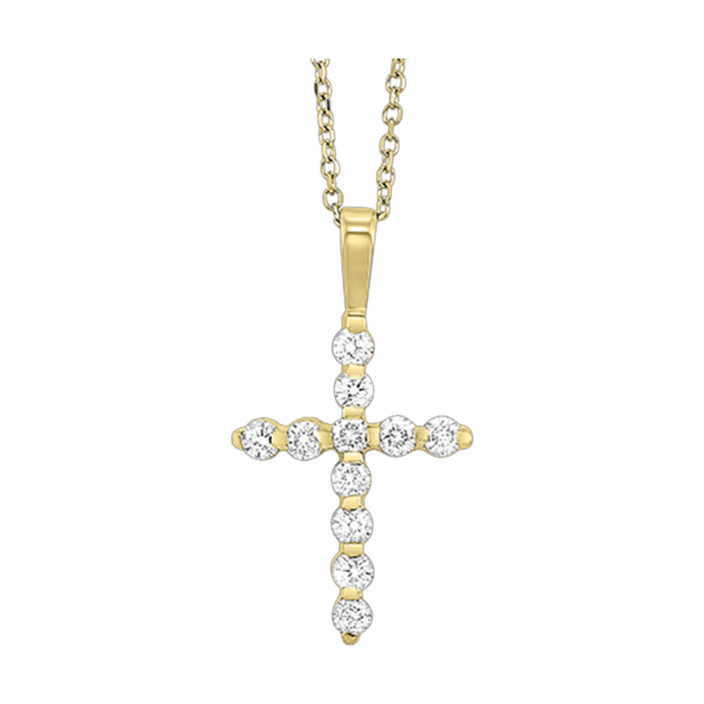 14K YG 1/10 ct. tw. Diamond Cross Pendant