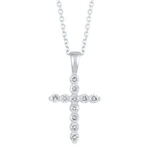 14K WG 1/4 ct. tw. Diamond Cross Pendant