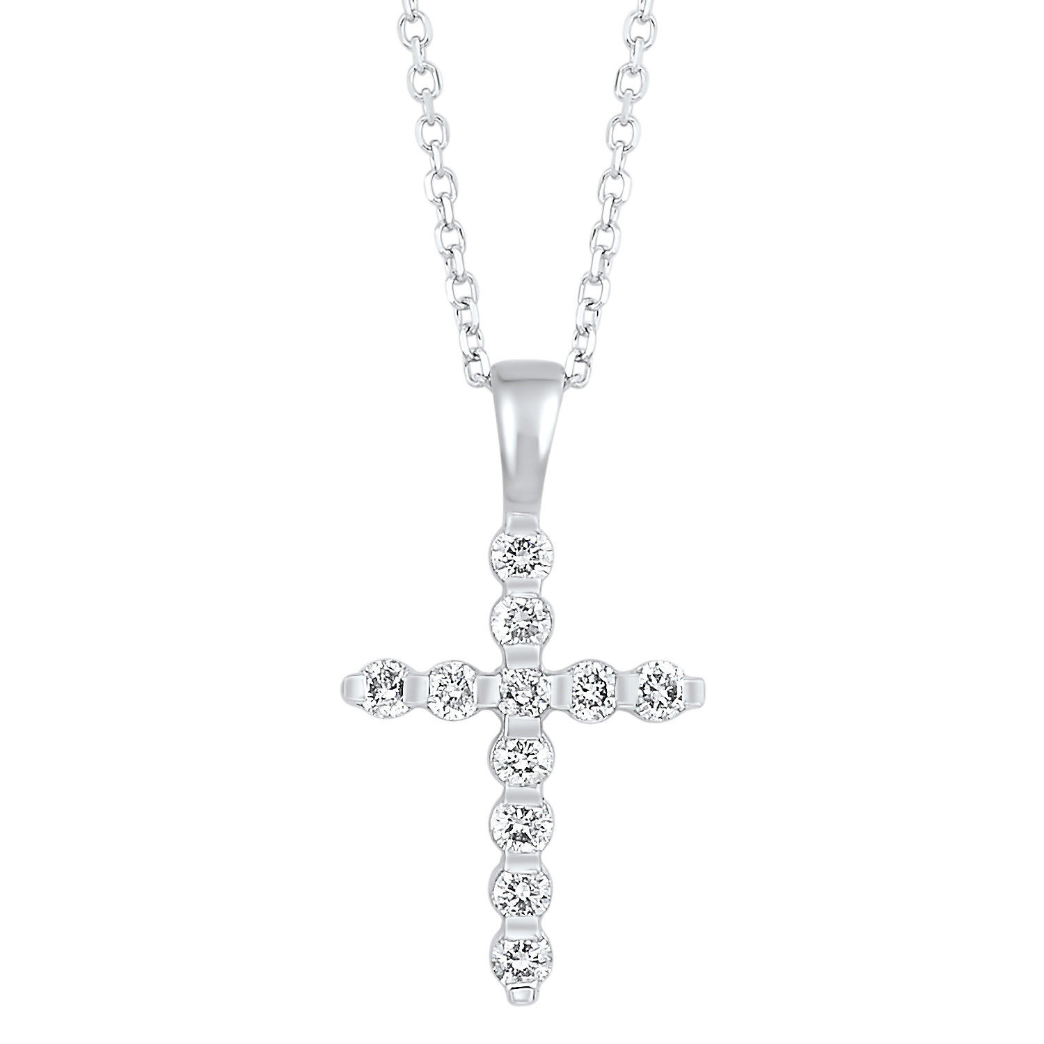 14K WG 1/4 ct. tw. Diamond Cross Pendant