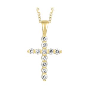 14K YG 1/5 ct. tw. Diamond Cross Pendant