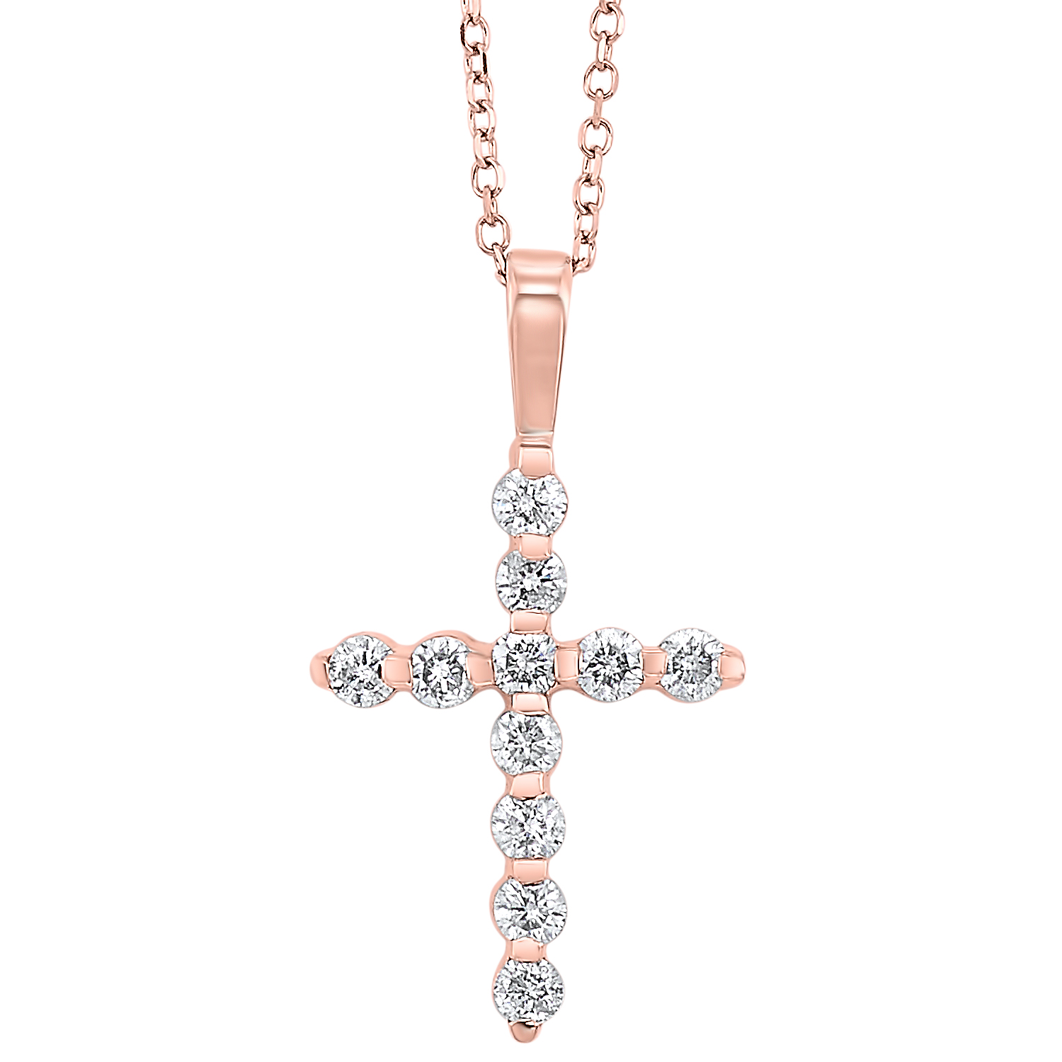 14K RG 1/3 ct. tw. Diamond Cross Pendant