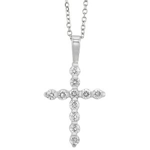 14K WG 1/3 ct. tw. Diamond Cross Pendant