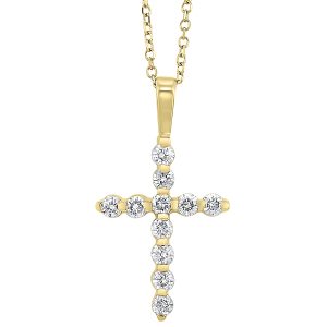 14K YG 1/3 ct. tw. Diamond Cross Pendant