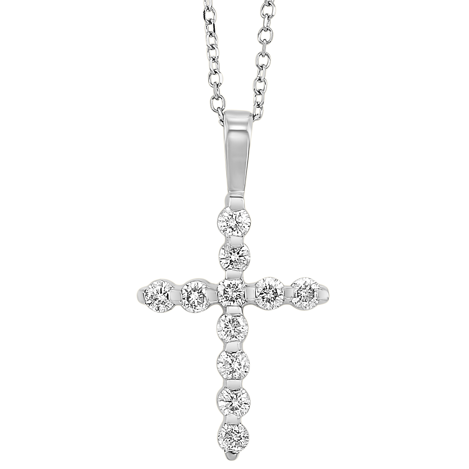 14K WG 1/2 ct. tw. Diamond Cross Pendant