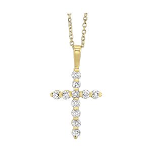 14K YG 1/2 ct. tw. Diamond Cross Pendant