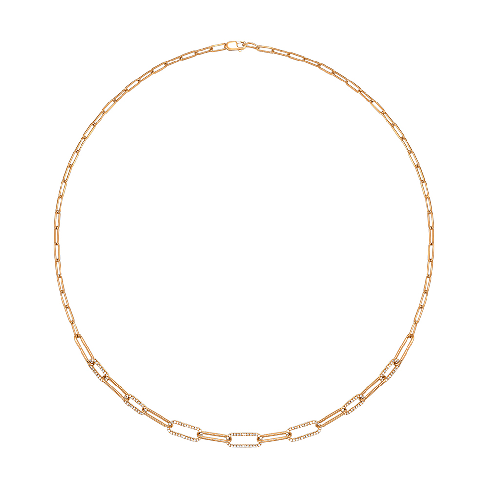 14K YG 1/4 ct. tw. Diamond Paperclip Necklace