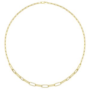 14K YG 1/4 ct. tw. Diamond Paperclip Necklace