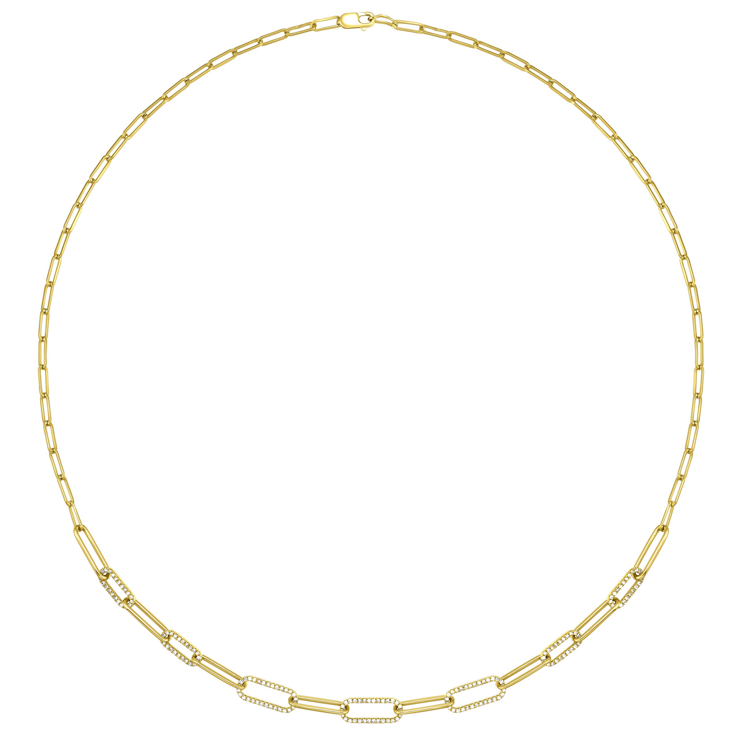 14K YG 1/4 ct. tw. Diamond Paperclip Necklace