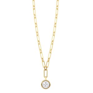 14K YG 1/3 ct. tw. Diamond Composite Paperclip Necklace
