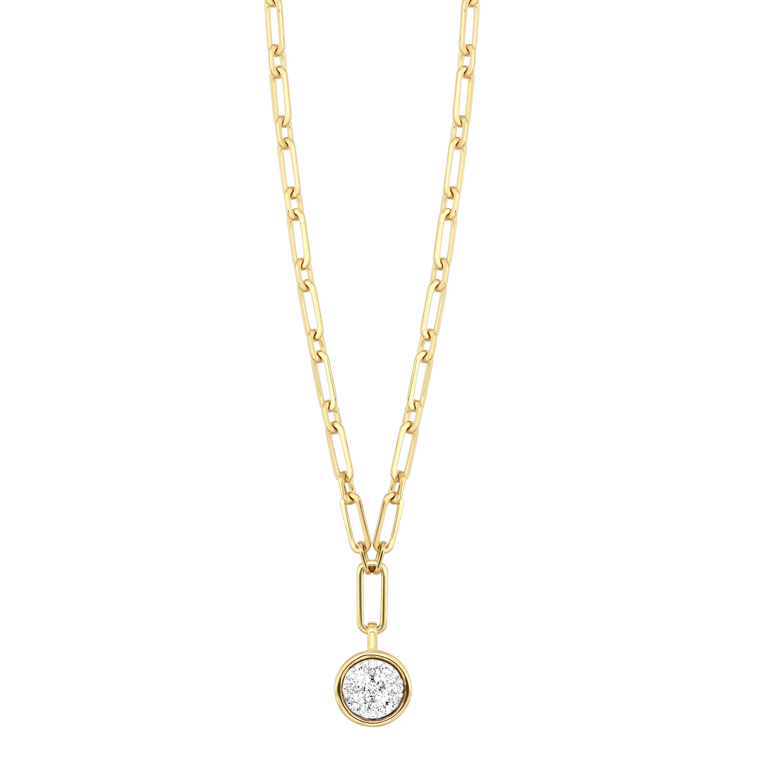 14K YG 1/3 ct. tw. Diamond Composite Paperclip Necklace