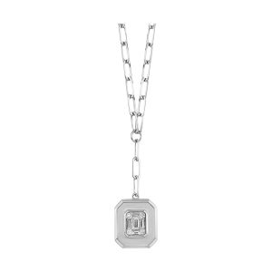 14K WG 1/7 ct. tw. Diamond Composite Paperclip Necklace