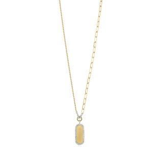 14K YG 1/7 ct. tw. Diamond Disc Half Bead Half Paperclip Chain Necklace