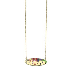 10K WG 5/8 ct. tw. Multi Gemstone scattered Pendant Necklace